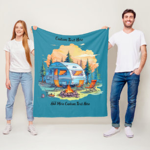 Op maat gemaakte recreatievoertuig kampeer kampvuu fleece deken