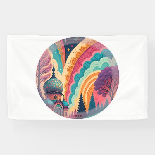 Op maat gemaakte Regenboog Fantasy Koepel Banner (Horizontaal)