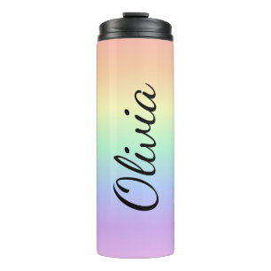 Op maat gemaakte regenboog tumbler met naam thermosbeker