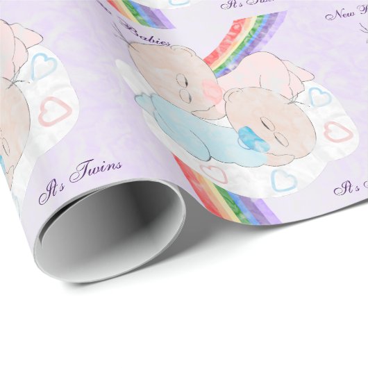 Op maat gemaakte regenboog tweeling cadeaupapier (Rol Hoek)