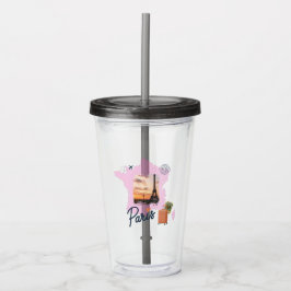 Op maat gemaakte reis thema Parijs acryl bekker Drinkbeker
