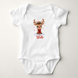 Op maat gemaakte rendier kerst baby body naam romper