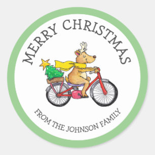 Op maat gemaakte rendier Kerst Ronde Sticker