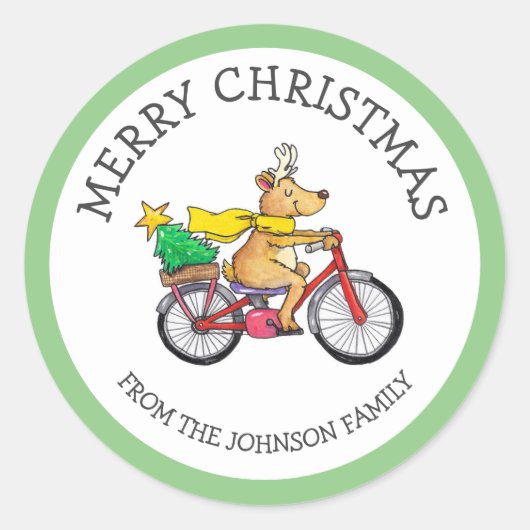 Op maat gemaakte rendier Kerst Ronde Sticker (Voorkant)
