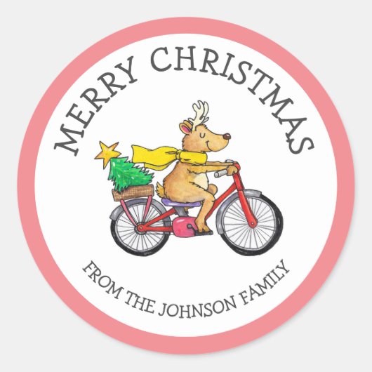Op maat gemaakte rendier Kerstmis Ronde Sticker (Voorkant)