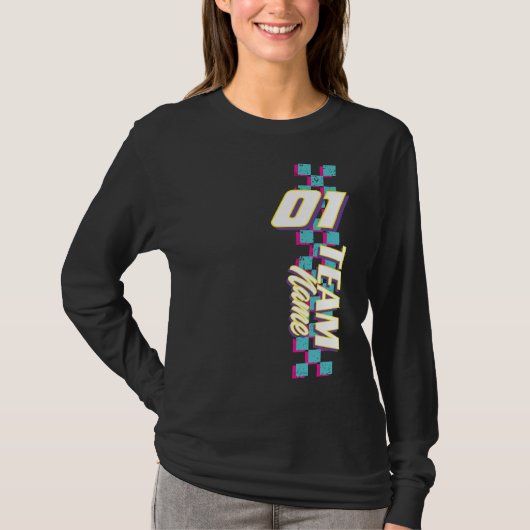 Op maat gemaakte Retro 90s Race Team Nummer T-shir T-shirt (Voorkant)