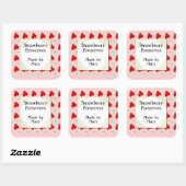 Op maat gemaakte retro-aardbeienpatroon-blik-label vierkante sticker (Vel)