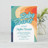 Op maat gemaakte retro babyshower uitnodiging (Staand voorkant)