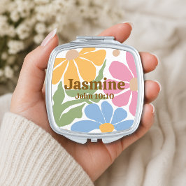 Op maat gemaakte Retro Boho Kleurrijke Bloemige Bi Handtas Spiegeltje