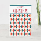 Op maat gemaakte Retro Kerstmis Rood Turquoise Rui Feestdagen Kaart (Voorkant)