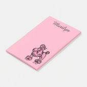 Op maat gemaakte Retro Roze Franse Poodle Post-it Post-it® Notes (Schuin)