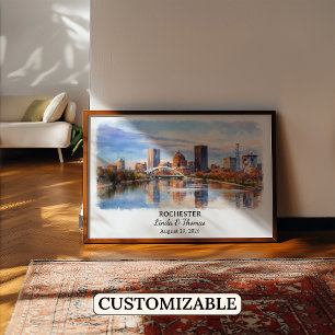 Op maat gemaakte Rochester-wandkunst, Minnesota-po Poster