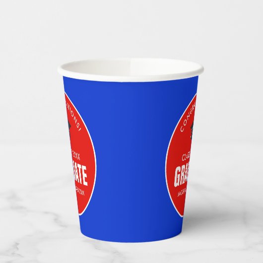 Op maat gemaakte rode en blauwe Afstuderen papiere Papieren Bekers (Links)