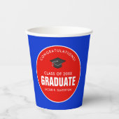 Op maat gemaakte rode en blauwe Afstuderen papiere Papieren Bekers (Voorkant)