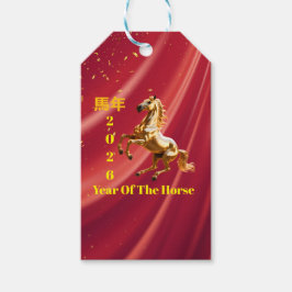 Op maat gemaakte rode en gouden feestelijke Chines Cadeaulabel