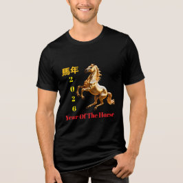 Op maat gemaakte rode en gouden feestelijke Chines Tri-Blend Shirt
