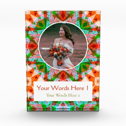 Op maat gemaakte rode groene kerstster bruiloft pa fotoblokken (Voorkant)