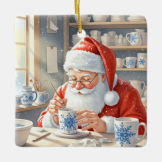 Op maat gemaakte rode kerst-watercolor Kerstman-wo Keramisch Ornament