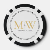 Op maat gemaakte rode monogram huwelijksdatum poker chips (Achterkant)