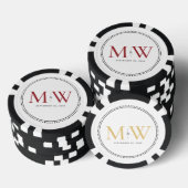 Op maat gemaakte rode monogram huwelijksdatum poker chips (Opstapeling)