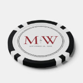 Op maat gemaakte rode monogram huwelijksdatum poker chips (Enkel)