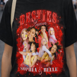 Op maat gemaakte rode retro bootleg beste-vrienden t-shirt