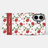 Op maat gemaakte rode rozen en pootafdruk bloemstu Case-Mate iPhone case (Achterkant (horizontaal))