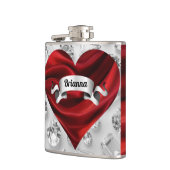 Op maat gemaakte rode rozen vrouwen drank vinyl om heupfles (Links)