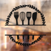 Op maat gemaakte ronde blad keuken split frame raamsticker (Vel 2)