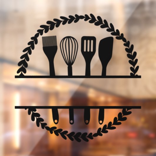 Op maat gemaakte ronde blad keuken split frame raamsticker (Vel 2)