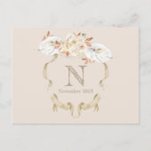 Op maat gemaakte roomkleurige roos monogram wapens briefkaart (Voorkant)