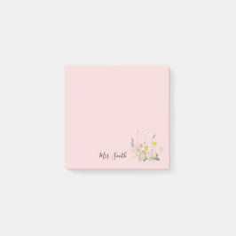 Op maat gemaakte roze bloemige monogram post-it® notes