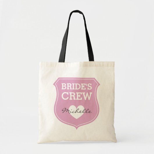 Op maat gemaakte roze bruidsbemanning trouwtotezak tote bag (Voorkant)