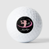 Op maat gemaakte Roze Dames Monogram Naam Golfer Golfballen (Voorkant)