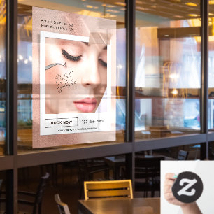 Op maat gemaakte Roze Elegante Esthetische Wimper  Raamsticker