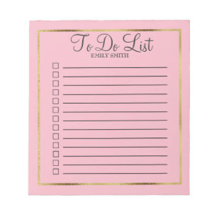 Op maat gemaakte roze en gouden notitieblok voor t