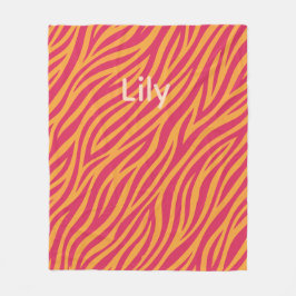 op maat gemaakte roze en oranje zebra gestreepte d fleece deken