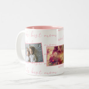 Op Maat Gemaakte Roze Foto's van Beste Moeder ter  Tweekleurige Koffiemok