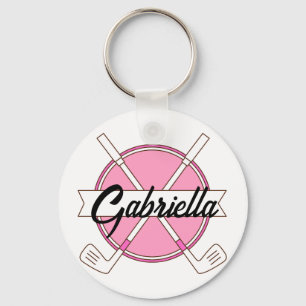 Op maat gemaakte roze gepersonaliseerde golfclubs  sleutelhanger