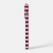 Op maat gemaakte roze geruite monogram telefoonhoe iPhone hoesje (Linkerkant)