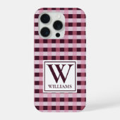 Op maat gemaakte roze geruite monogram telefoonhoe iPhone hoesje (Achterkant)