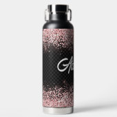 Op maat gemaakte roze glinster rand waterfles (Voorkant)