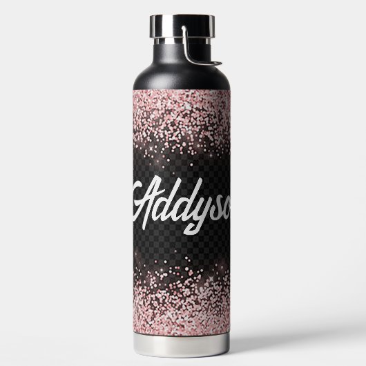 Op maat gemaakte roze glinster rand waterfles (Links)