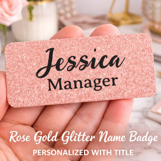 Op maat gemaakte Roze Gouden Glitter Naamlabel wer Naamplaatje