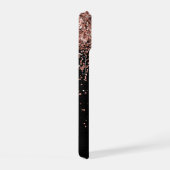 Op maat gemaakte Roze Gouden Glitters Zwarte Glans iPhone 15 Case (Rechterkant)
