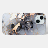 Op maat gemaakte Roze Gouden Marmer Monogram Case-Mate iPhone Case (Achterkant (horizontaal))