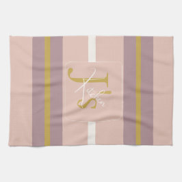 Op maat gemaakte Roze Gouden Streep Monogram Chic Theedoek