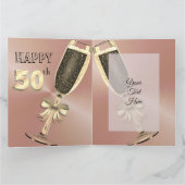 Op maat gemaakte Roze Gouden Verjaardagskaart 50st Kaart (Binnen)
