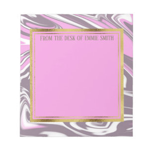 Op maat gemaakte roze grijs witte marmeren en goud notitieblok