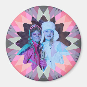 Op maat gemaakte roze grijze kerstster foto magnee magneet